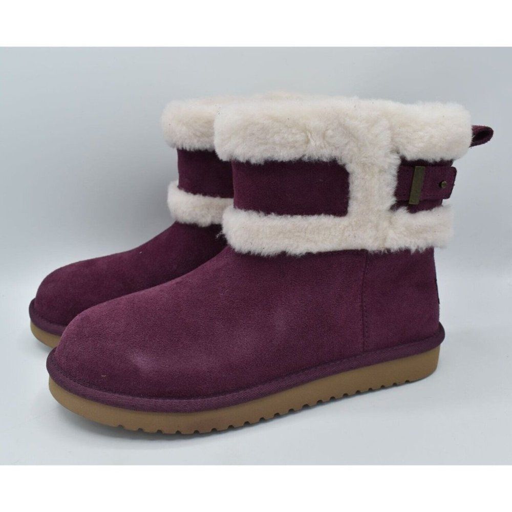 Koolaburra Womens Size 7 Barlee Plum Purple Suede‎ Mini Boots Booties Shoes